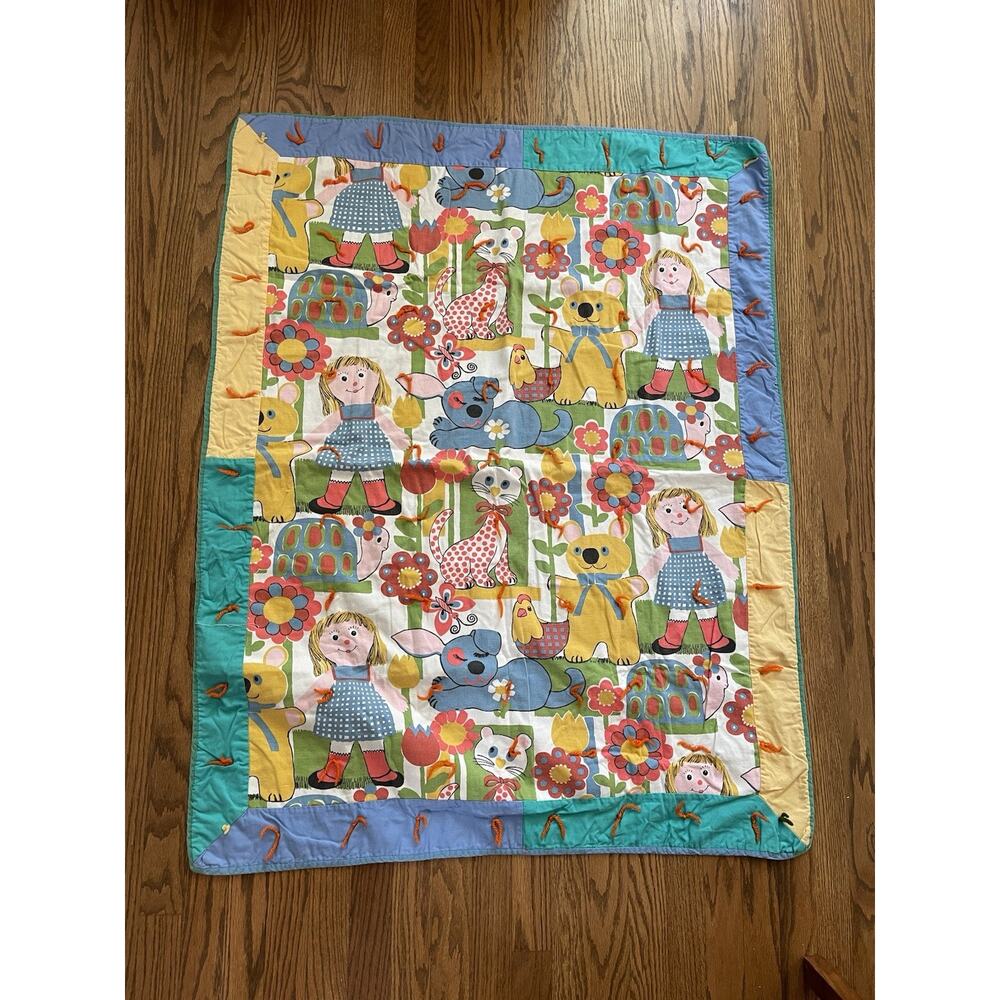 Vintage Raggedy Ann Baby Blanket 47”L X 37.5”W Handmade Cotton Throw Blanket
